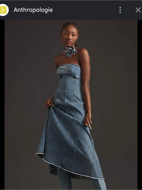 Anthropologie Dresses & Skirts - Anthropologie Strapless Denim Maxi Dress in Indigo Blue